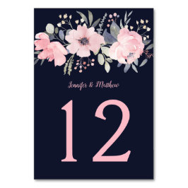 Blush roze bloemenkop Navy | Kaart