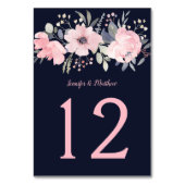 Blush roze bloemenkop Navy | Kaart (Voorkant)