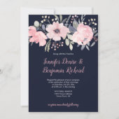 Blush roze bloemenkop op marinebruiloft | kaart (Voorkant)