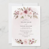 Blush roze bloemenkrans bruiloft één stuk kaart (Voorkant)