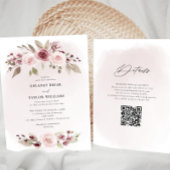 Blush roze bloemenkrans bruiloft één stuk kaart