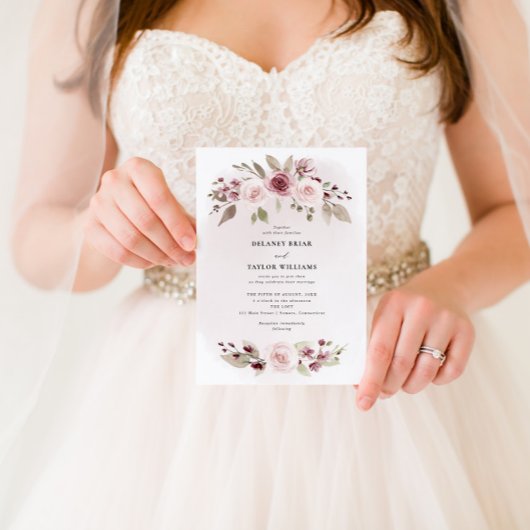 Blush roze bloemenkrans bruiloft één stuk kaart