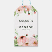 Blush roze bloemenkrans bruiloft gunst cadeaulabel (Voorkant)