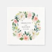 Blush roze bloemenkrans bruiloft servet (Voorkant)