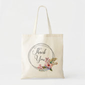 Blush roze bloemenkrans Dank u Canvas tas (Voorkant)