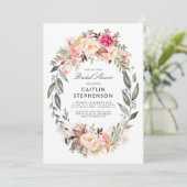 Blush roze bloemenkrans Elegant Vrijgezellenfeest Kaart (Staand voorkant)