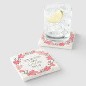  Blush Roze Bloemenkrans Schattigee Typografie Stenen Onderzetter (Zijkant)