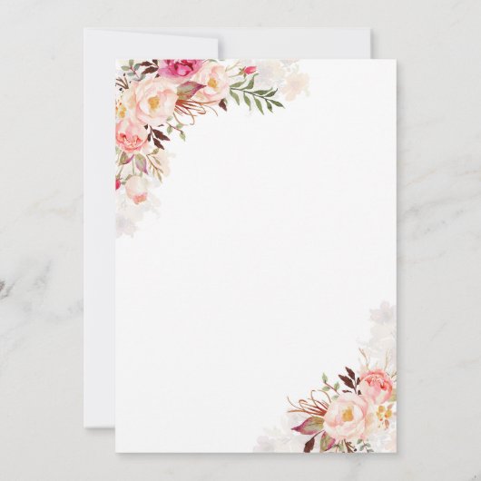 Blush roze bloemenkrans verlovingsfeest kaart (Achterkant)