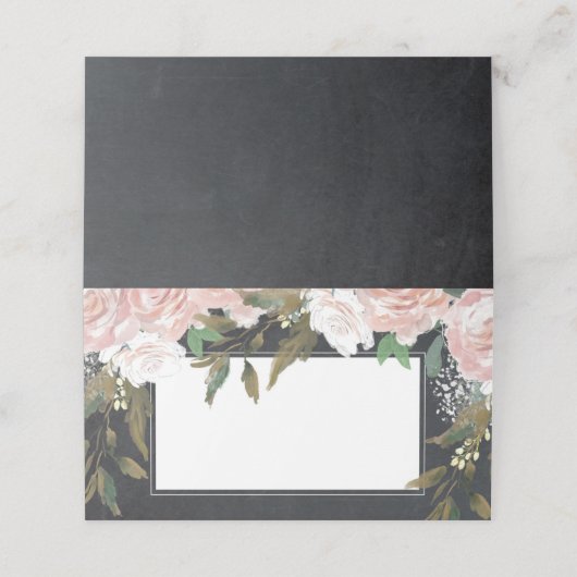 Blush roze bloemenkrijtbord bruiloft plaats kaart plaatskaartje (Buitenkant ongevouwen)