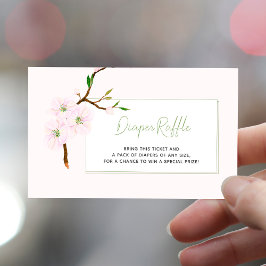 Blush roze bloemenluier loterij ticket baby shower informatiekaartje