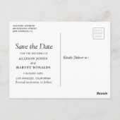 Blush roze bloemenmarineblauw Save the date Briefkaart (Achterkant)