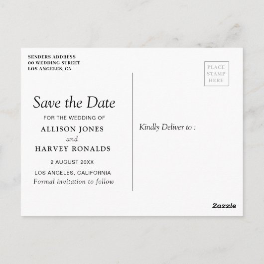 Blush roze bloemenmarineblauw Save the date Briefkaart (Achterkant)