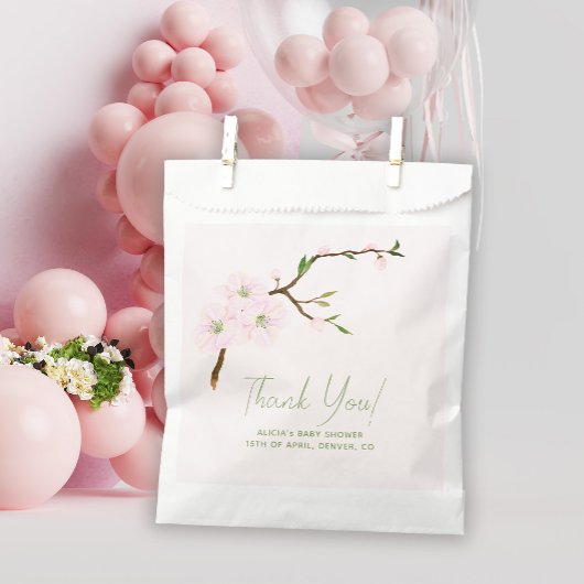 Blush roze bloemenmeisje baby shower bedankzakje
