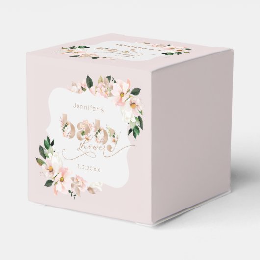 Blush roze bloemenmeisje baby shower Bracket Bedankdoosjes (Achterkant)