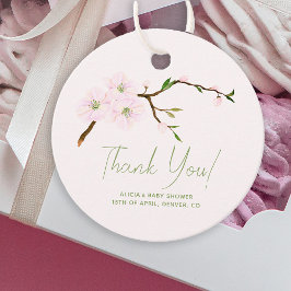 Blush roze bloemenmeisje baby shower dank u bedankjes labels