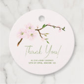 Blush roze bloemenmeisje baby shower dank u bedankjes labels (Voorkant)