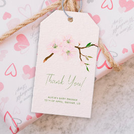 Blush roze bloemenmeisje baby shower dank u gunst cadeaulabel