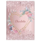 Blush roze bloemenmonogram naam klembord (Achterkant)