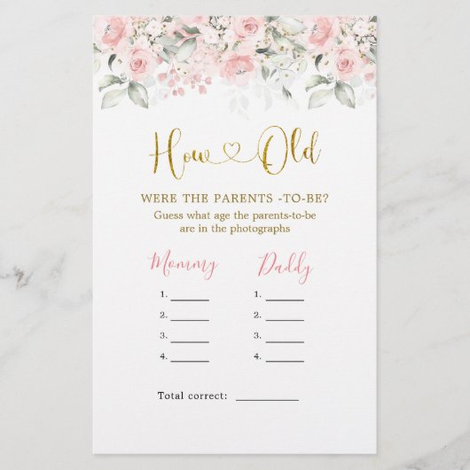 Blush roze bloemenouders Hoe oud Baby showers (Voorkant)