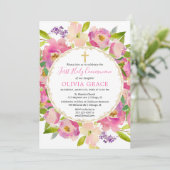 Blush roze bloemenpastels Eerste Heilige Communie Kaart (Staand voorkant)