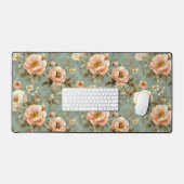 blush roze bloemenpatroon bureaumat (Keyboard & Muis)