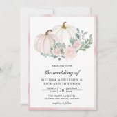 Blush roze bloemenpompoen alles in één bruiloft kaart (Voorkant)