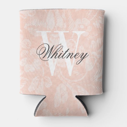 Blush Roze  Bloemenprint Monogram Blikjeskoeler (Voorkant)