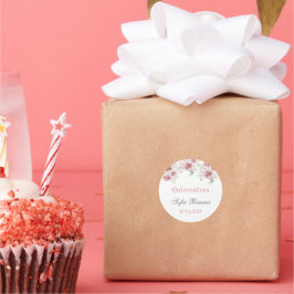Blush Roze bloemenquinceañera Ronde Sticker