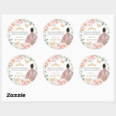 Blush roze bloemenquinceañera verjaardag bruin mei ronde sticker (Vel)