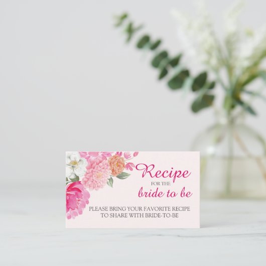 Blush roze bloemenrecept Deel een Vrijgezellenfees Informatiekaartje (Staand voorkant)