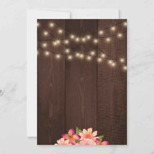 Blush roze bloemenschuur hout baby shower kaart (Achterkant)