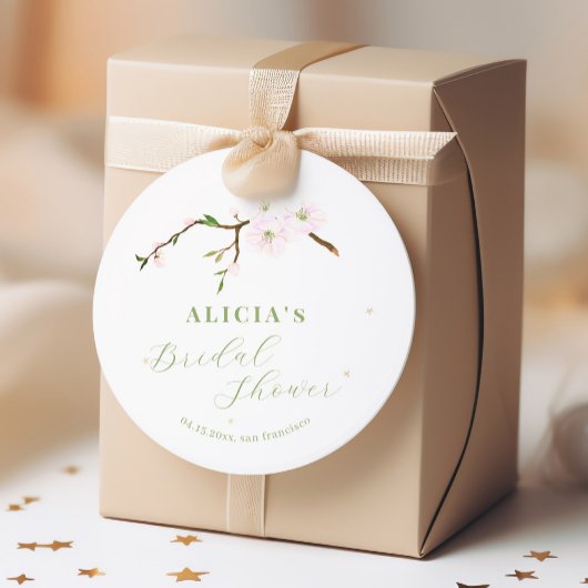 Blush roze bloemensierlijke lente vrijgezellenfees ronde sticker