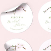 Blush roze bloemensierlijke lente vrijgezellenfees ronde sticker