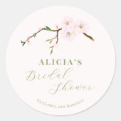 Blush roze bloemensierlijke lente vrijgezellenfees ronde sticker (Voorkant)