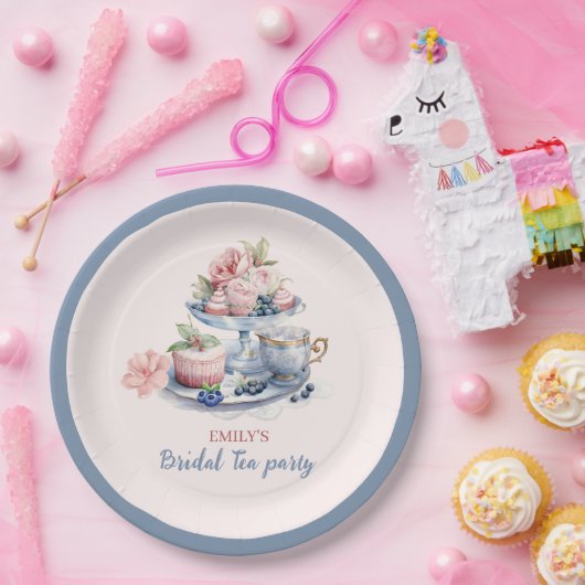  blush roze bloementhee party Vrijgezellenfeest Papieren Bordje (Feest)