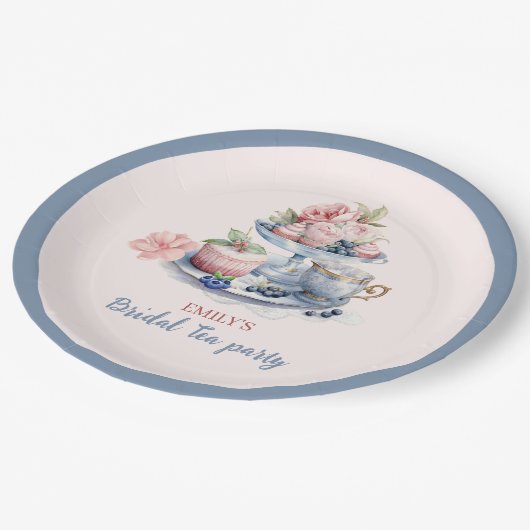  blush roze bloementhee party Vrijgezellenfeest Papieren Bordje (Gekanteld)