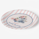 blush roze bloementhee party Vrijgezellenfeest Papieren Bordje (Gekanteld)