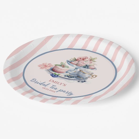 blush roze bloementhee party Vrijgezellenfeest Papieren Bordje (Gekanteld)