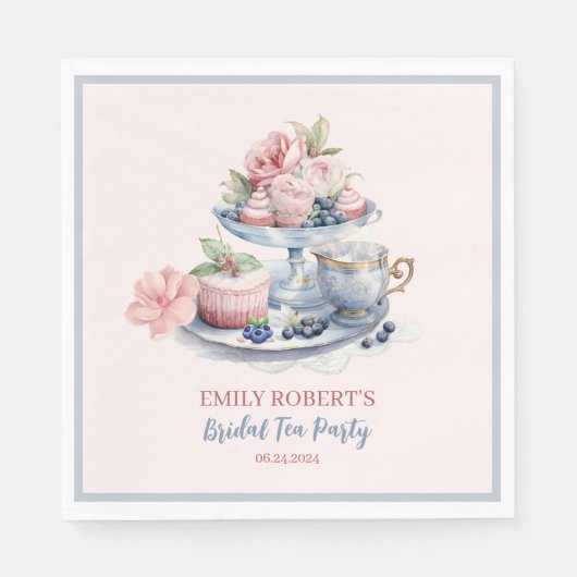  blush roze bloementhee party Vrijgezellenfeest Servet (Voorkant)