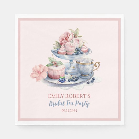  blush roze bloementhee party Vrijgezellenfeest Servet (Voorkant)