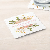  blush roze bloementuin bruiloft gunst kartonnen onderzetters (Gebogen)