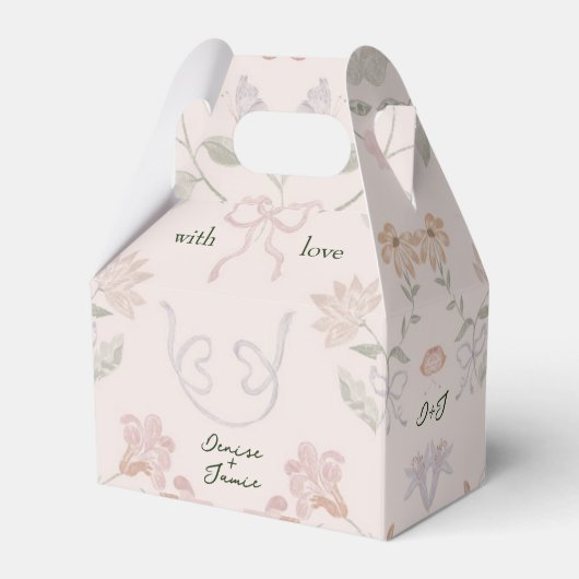 Blush roze bloementuin bruiloft met liefde cadeau bedankdoosjes (Voorkant Zijde)