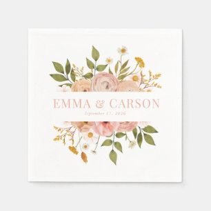  blush roze bloementuin bruiloft receptie servet