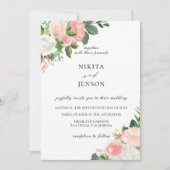 Blush roze bloementuin bruiloft uitnodiging (Voorkant)