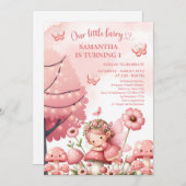 Blush roze bloementuin feest fee meisje verjaardag kaart (Voorkant / Achterkant)