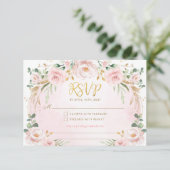  Blush Roze Bloementuin RSVP Informatiekaartje (Staand voorkant)