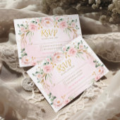 Blush Roze Bloementuin RSVP Informatiekaartje