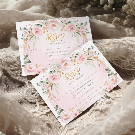  Blush Roze Bloementuin RSVP Informatiekaartje