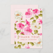 Blush roze bloementuinbloemen Vrijgezellenfeest Bedankkaart (Voorkant / Achterkant)