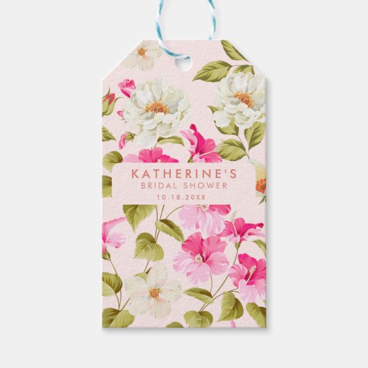 Blush roze bloementuinbloemen Vrijgezellenfeest Cadeaulabel (Voorkant)